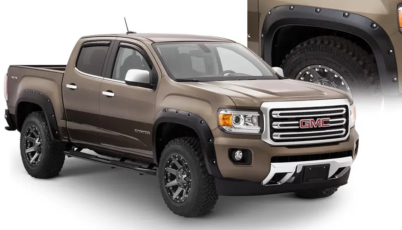 Bushwacker 40971-02 Black Pocket/Rivet Style Smooth Finish 4-Piece Fender Flare Set For 2015-2021 Gmc Canyon W/61.7 In. Bed 1