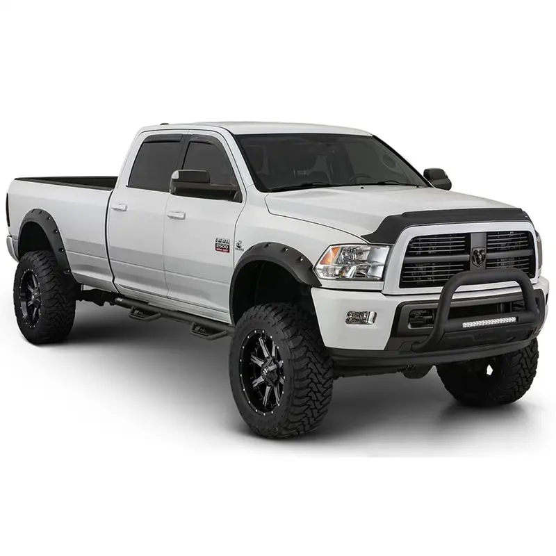 Bushwacker 40977-02 Black Max Coverage Pocket/Rivet Style Smooth Finish 4-Piece Fender Flare Set For 2014-2018 Chevrolet Silverado 1500; Fits 69.3 In. Bed 1