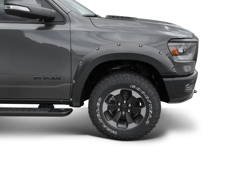 Bushwacker 50059-02 Black Pocket/Rivet Style Smooth Finish Front Fender Flares For 2019-2022 Ram 1500 Rebel 1