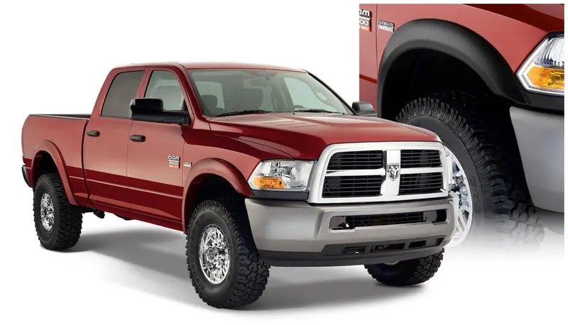 Bushwacker 50918-02 Black Extend-A-Fender Style Smooth Finish 4-Piece Fender Flare Set For 2010-2018 Dodge Ram 2500/3500 (Includes Dually) 1