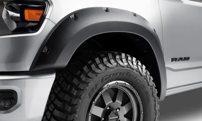 Bushwacker 58131-08 Black Forge Pocket/Rivet Textured Finish 4-Pc Fender Flare Set For 19-22 Ram 1500; Will Not Fit Rebel And Trx Models 2