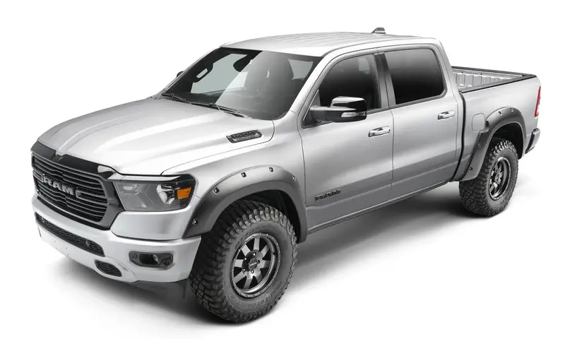 Bushwacker 58202-08 Black Forge Pocket/Rivet Textured Finish 4-Pc Fender Flare Set For 94-01 Dodge Ram 1500, 94-02 Dodge Ram 2500/3500; Excludes Dually 1
