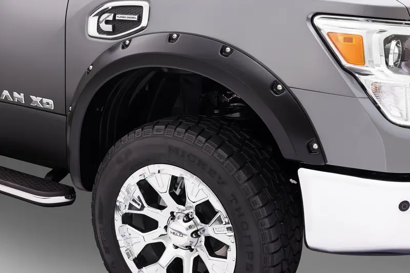 Bushwacker 70909-02 Black Pocket/Rivet Style Smooth Finish 4-Piece Fender Flare Set For 2016-2022 Nissan Titan Xd 1
