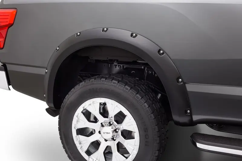 Bushwacker 70909-02 Black Pocket/Rivet Style Smooth Finish 4-Piece Fender Flare Set For 2016-2022 Nissan Titan Xd 2