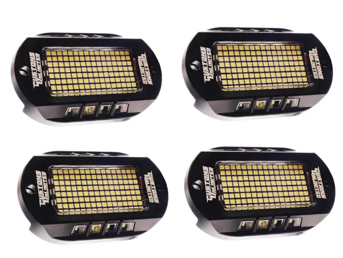 Customs Unlimited Pure White 144 Led Plug & Play 4 Pod Blazing Rock Light Kit - Universal 1