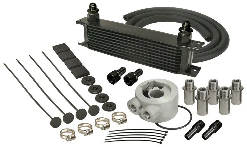 Derale 10 Row Stack Plate Engine Oil Cooler Kit W/ Sandwich Adapter - Universal 1