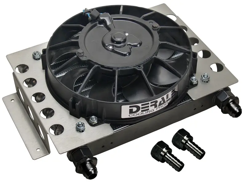 Derale 15 Row Atomic Cool Plate & Fin Remote Cooler -8An 8" Fan 12.75" X 9.375" 1