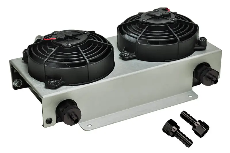 Derale 19 Row Hyper-Cool Dual Cool Remote Cooler Kit -6An 5" Fans - 13" X 7.375" 1