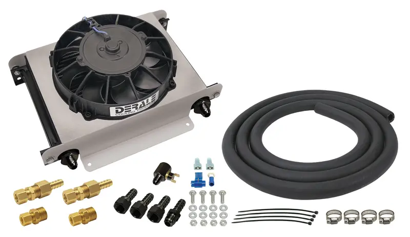 Derale 25 Row Hyper-Cool Remote Transmission Cooler Kit -8An 8" Fan - 13" X 10" 1