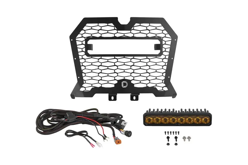 Diode Dynamics Ss10 Pro Yellow/Amber Backlit Combo Led Light Bar Grille Kit For 2019–2024 Polaris Rzr Xp 1000 1