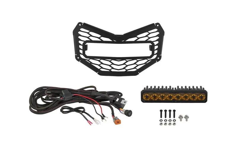 Diode Dynamics Ss10 Sport Sae Yellow/Amber Backlit Grille Light Bar Kit For 2017-2026 Can-Am Maverick X3 1