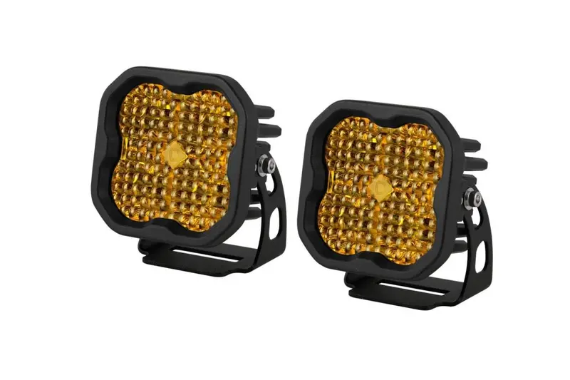 Diode Dynamics Ss3 Sport Amber Flood Light Pod Set W/ Amber Backlight W/ Harness 1