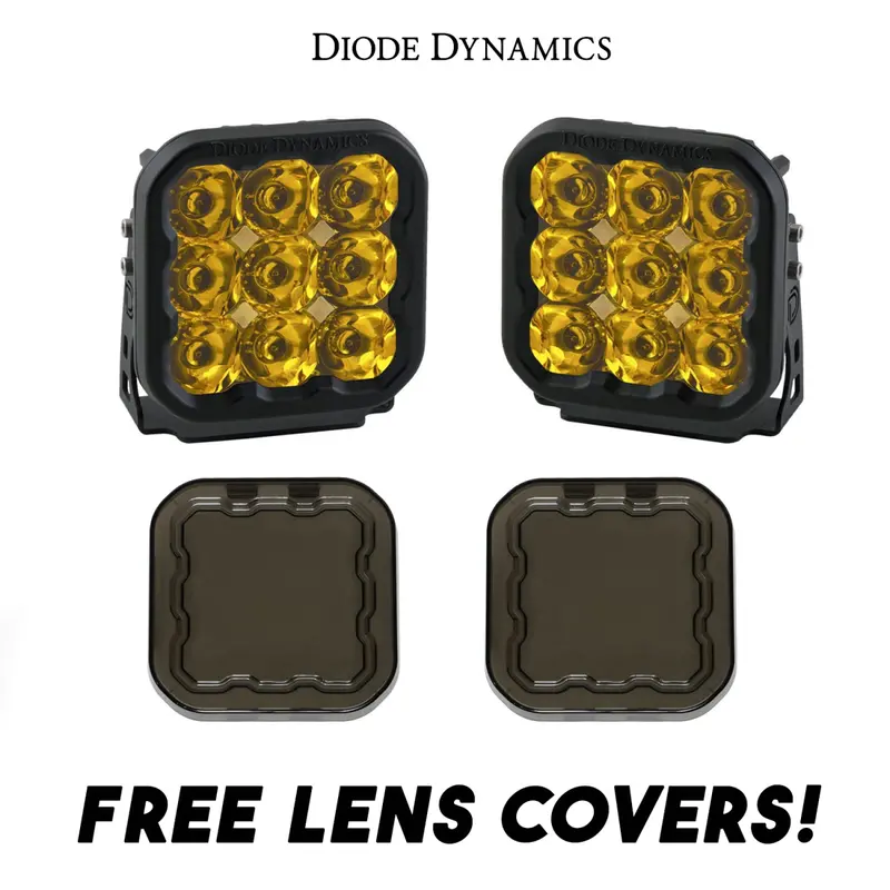 Diode Dynamics Ss5 Amber Pro Universal Spot Light Pod Kit W/ Smoked Lens Covers 1
