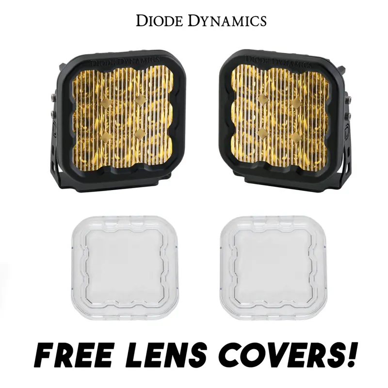 Diode Dynamics Ss5 Amber Sport Universal Driving Light Kit W/ Clear Lens Covers 1