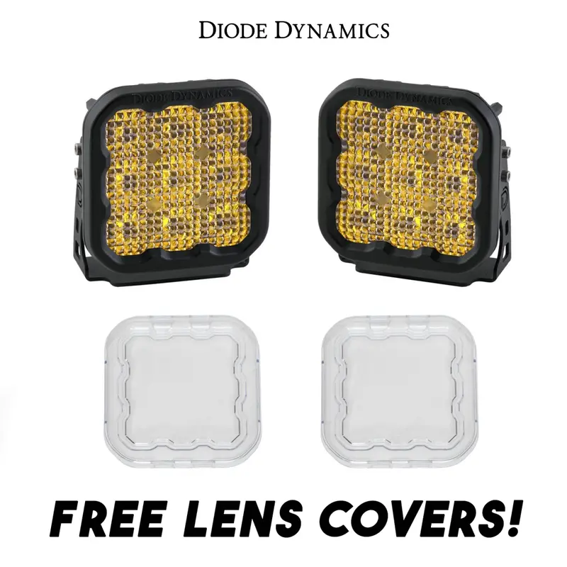 Diode Dynamics Ss5 Amber Sport Universal Flood Light Kit W/ Clear Lens Covers 1