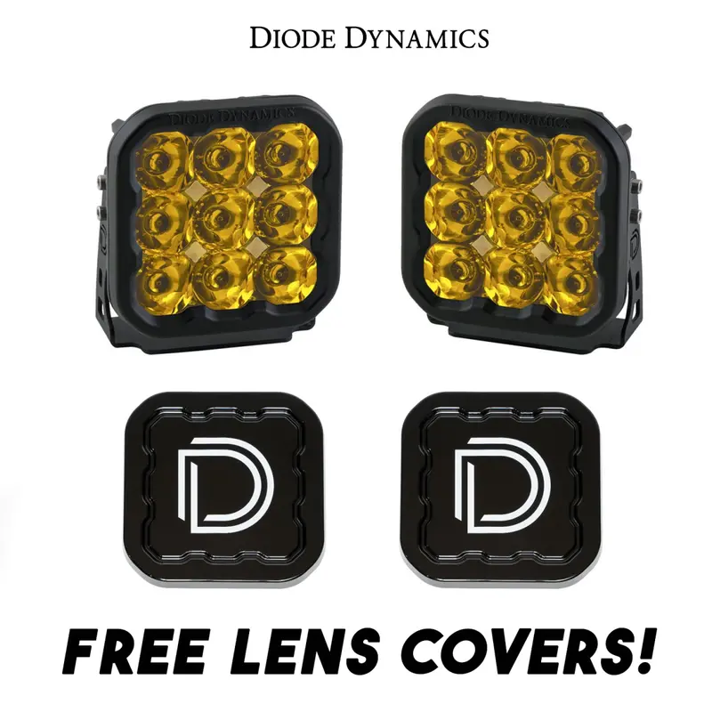 Diode Dynamics Ss5 Amber Sport Universal Spot Light Pod Kit W/ Black Lens Covers 1