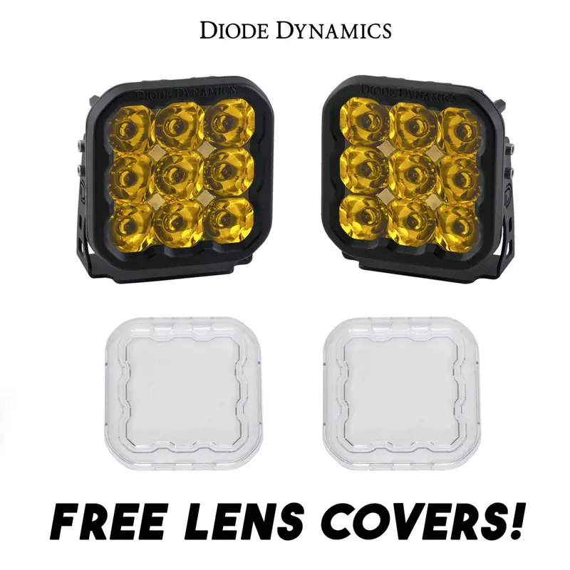 Diode Dynamics Ss5 Amber Sport Universal Spot Light Pod Kit W/ Clear Lens Covers 1