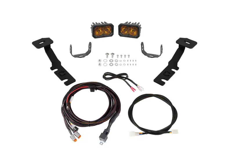 Diode Dynamics Stage Series 2" C2 2.0 Sport Yellow Combo/Driving With Amber Backlit Ditch Light Kit For 2019–2025 Toyota Rav4 1