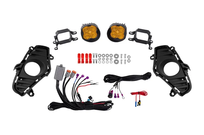Diode Dynamics Stage Series 3" Ss3 Max Yellow With Amber Backlit Fog Light Kit For 2019–2022 Toyota Rav4 1