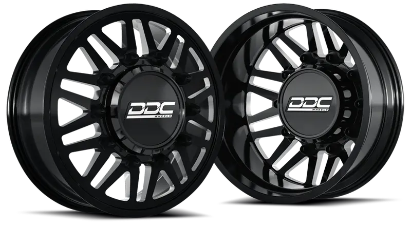 Dually Wheel Kit 94-18 Ram 92-10 Gm Aftermath Black/Milled 20X8.25 8X165 12.50 1