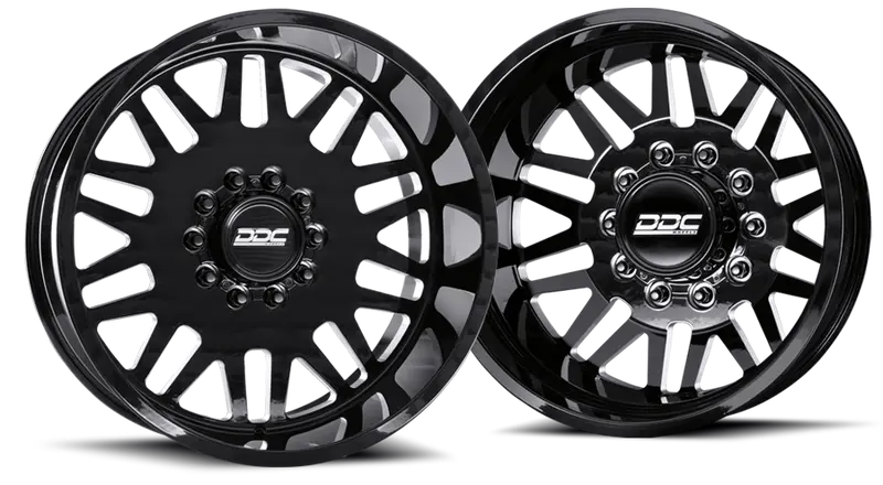 Dually Wheels Aftermath Black/Mill 22X8.25 10X225 Ss Fronts 05-10 Ford 15-25 F-450/F-550 Dodge Ram 08-25 4500/5500 Ddc Wheels 1