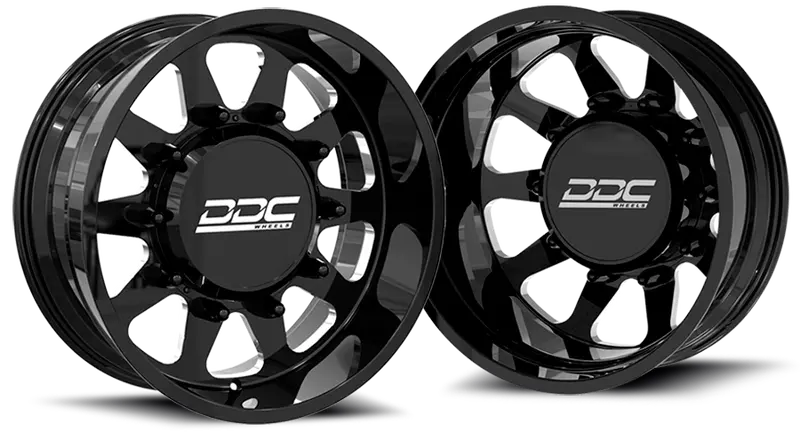 Dually Wheels The Ten Forged 22X8.25 8X165 Black/Mill Ss Fronts 94-18 Dodge Ram 3500 92-10 Silverado/Sierra 3500 87-98 Ford F-350 Ddc Wheels 1