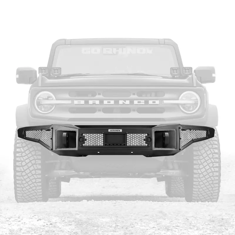 Go Rhino 331400T - Rockline Winch-Ready Front Full Width Bumper For Ford Bronco - Textured Black 1
