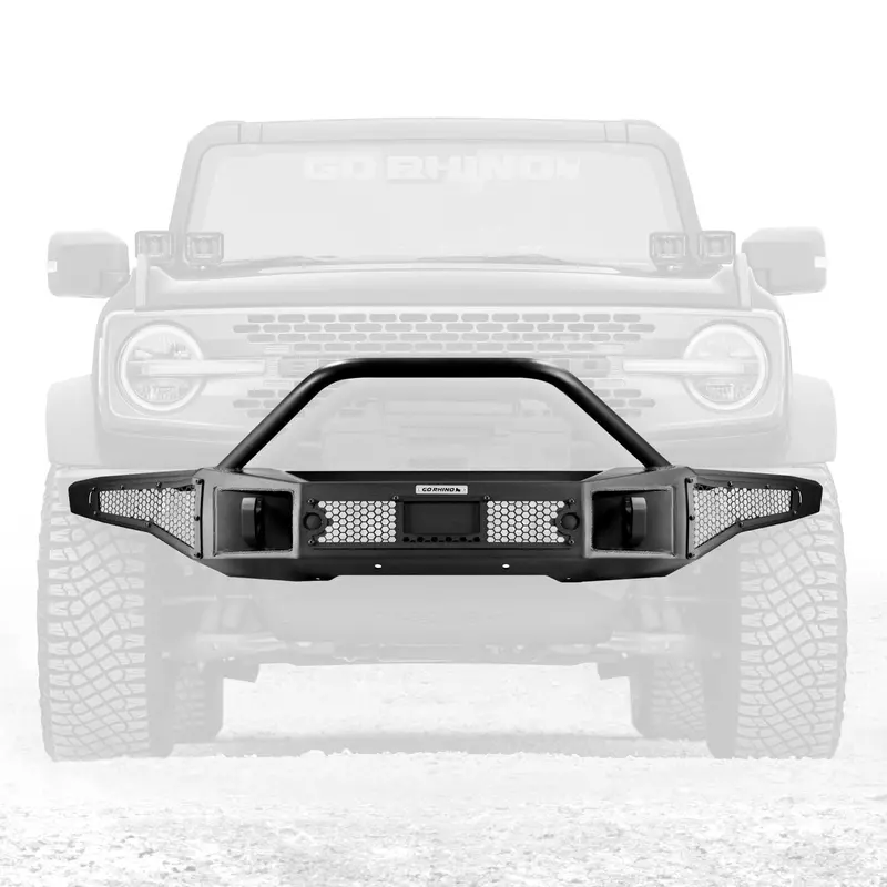 Go Rhino 331401T - Rockline Winch-Ready Front Full Width Bumper With Overrider For Ford Bronco - Textured Black 1
