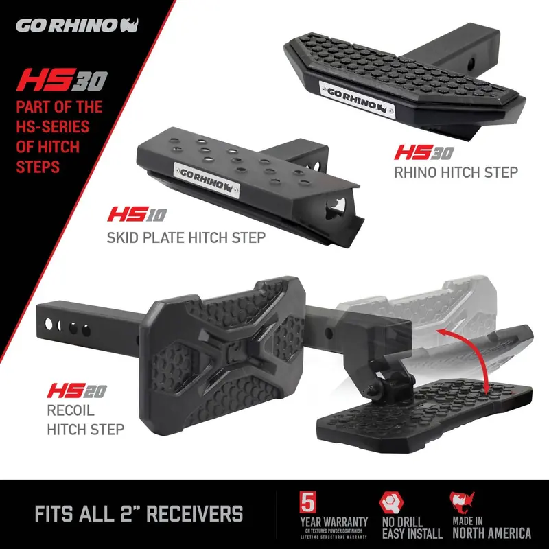 Go Rhino Hs3012t - Hs-30 Hitch Step - Textured Black 2