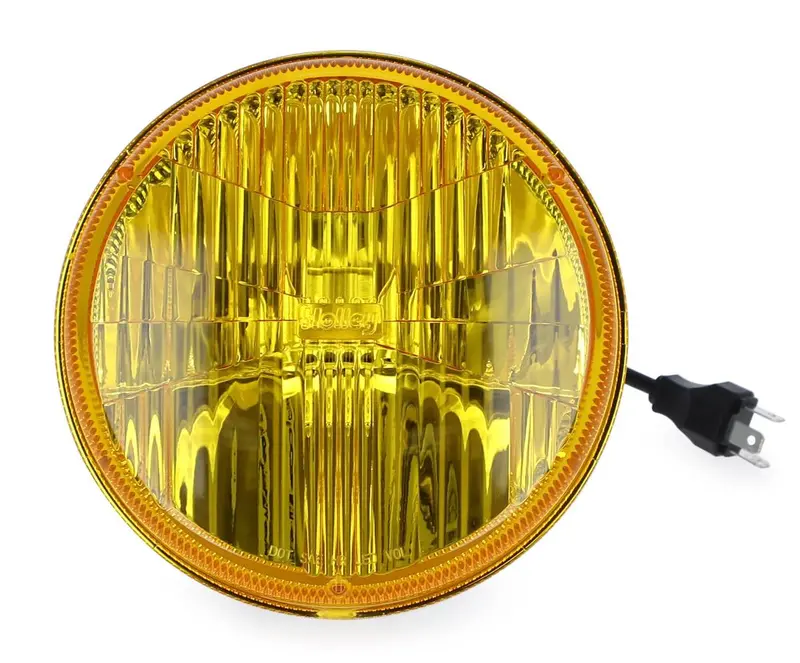 Holley Retrobright 5700K Yellow Led 7" Round Head Light For Classic Vehicles 1