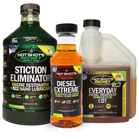 Hot Shot's Secret Diesel Trio Fuel & Oil Additive Bundle - Stiction Eliminator 64Oz Diesel Extreme 16Oz Edt 3-Pack 1