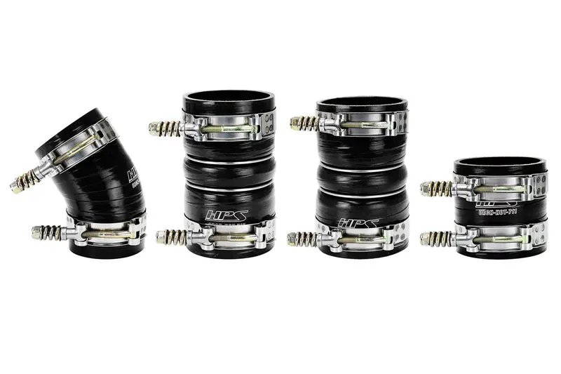 Hps Black High Temp Reinforced Silicone Intercooler Hose Boot Kit For 2005-2007 Ford 6.0L Powerstroke 1