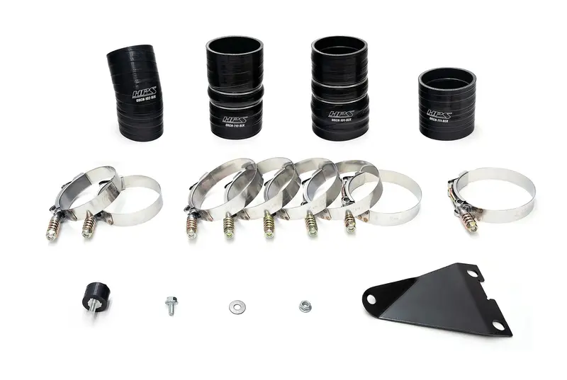 Hps Polished Hot & Cold Side Charge Pipe Kit W/ Black Boots For 2003-2007 Ford 6.0L Powerstroke 2