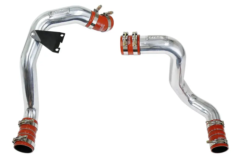 Hps Polished Hot & Cold Side Charge Pipe Kit W/ Orange Boots For 2003-2007 Ford 6.0L Powerstroke 1