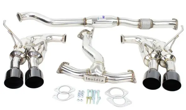 Invidia Gemini R400 4" Quad Black Tips Cat-Back Exhaust For 15-21 Subaru Wrx/Sti 1