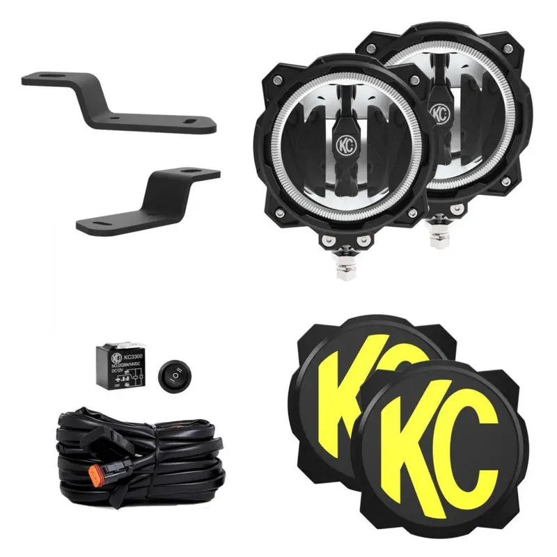 Kc Hilites 6'' Gravity Led Pro6 Wide-40 Beam Ditch Light Kit For 2021-2024 Ford Bronco 1