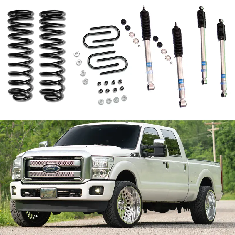 Lowering Kit & Bilstein Shocks U-Bolts For 11-16 Ford F-250 F-350 Super Duty 4Wd Srw 1