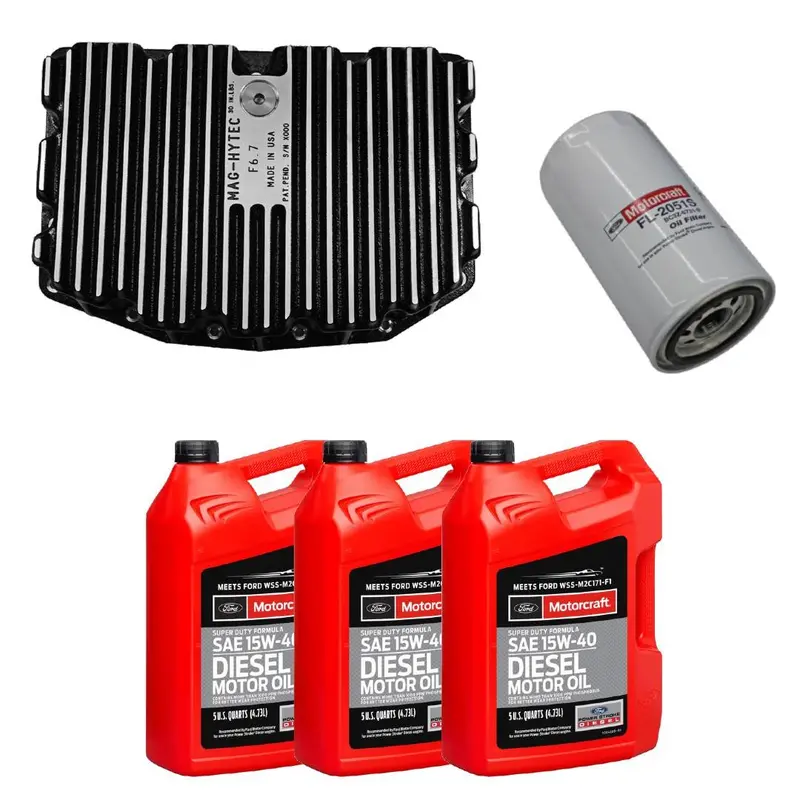 Mag-Hytec Oil Pan W/ Motorcraft 15W-40 Oil/Filter For 11-21 6.7L Powerstroke 1