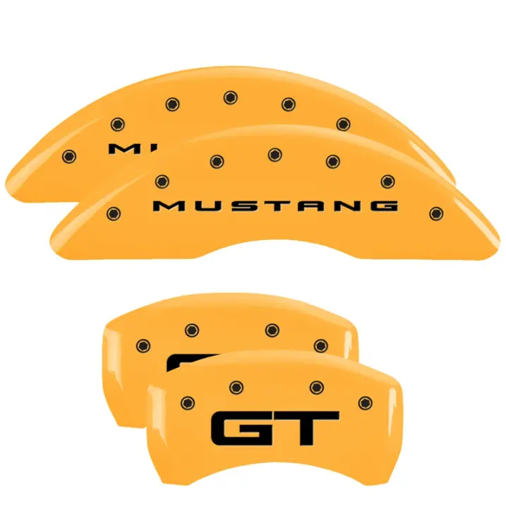 Mgp Caliper Covers Set Of 4 Yellow W/ Black For 2015-2023 Ford Mustang 1