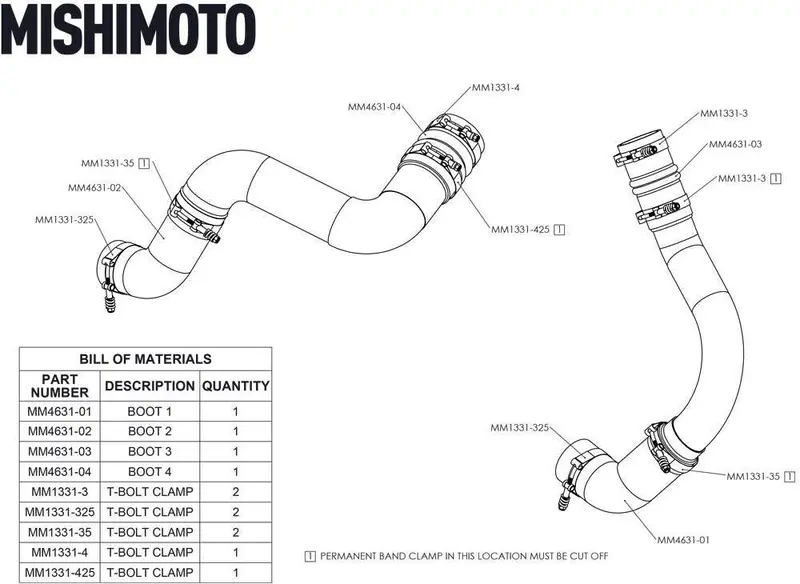 Mishimoto Factory-Fit Boot Kit - Black For 2019-2024 Ram 6.7L Cummins 1