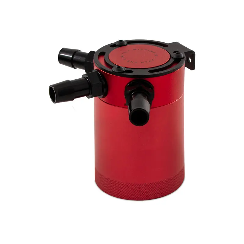 Mishimoto Red Aluminum Compact 3-Port Baffled Oil Catch Can - Universal 1