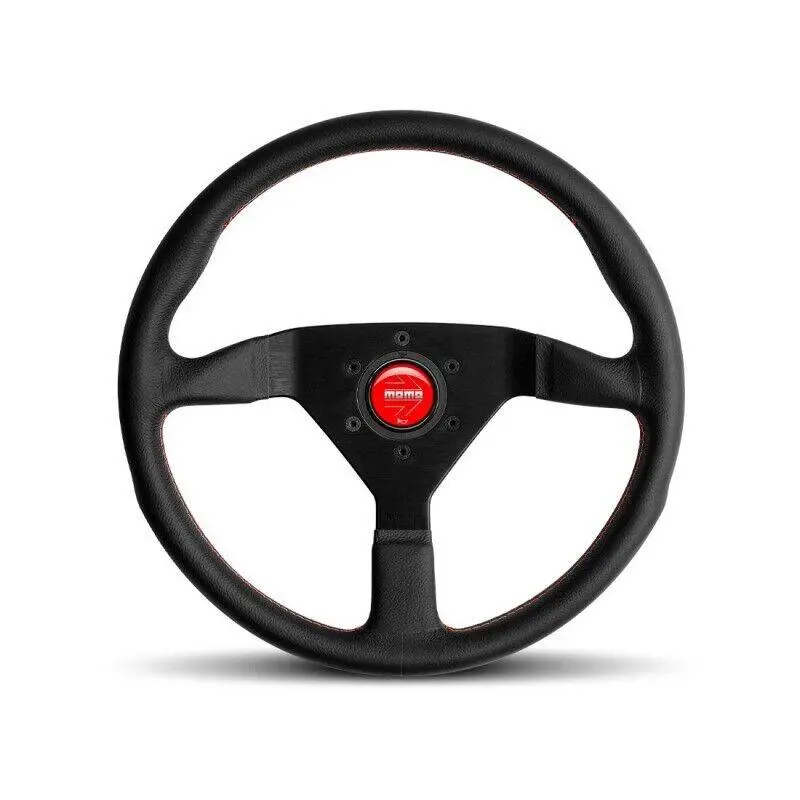 Momo Monte Carlo 350Mm Black Leather Steering Wheel W/ Red Stitching Mcl35bk3b 1