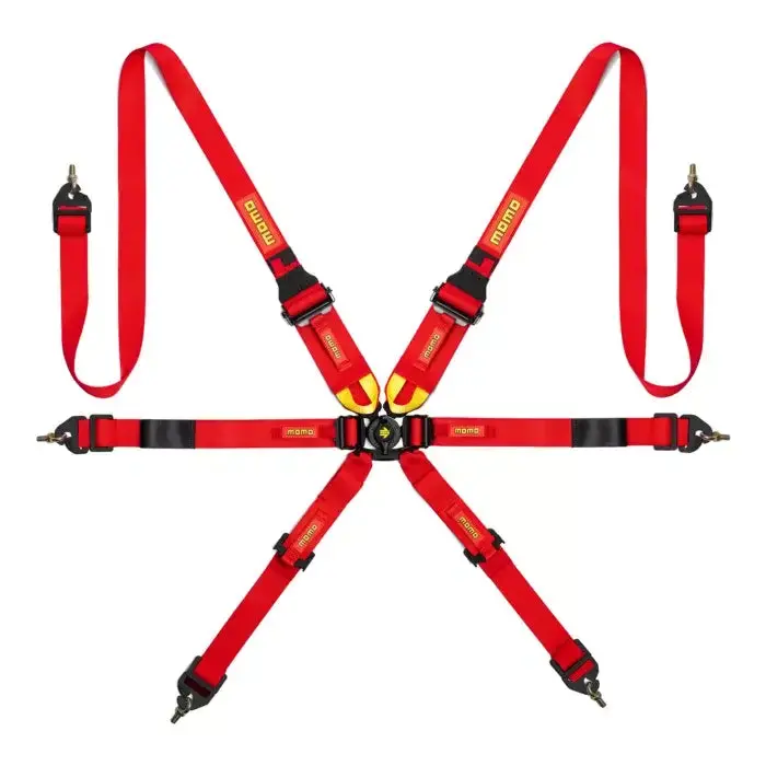 Momo Six-Point Red Camlock Harness/Seat Belt Bypass/Clip-In Kit - Universal 1