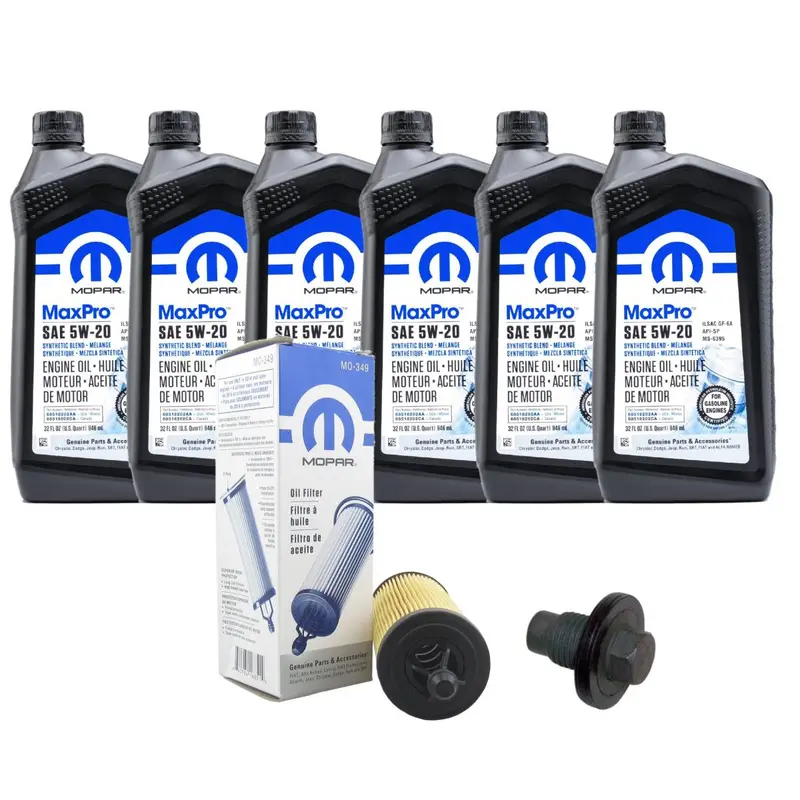 Mopar 5W-20 Oil Change Kit With Drain Plug For 2014-2018 Jeep Wrangler Jk 3.6L 1