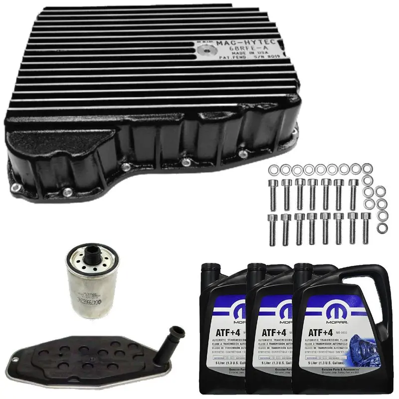 Mopar 68Rfe Transmission Service Kit & Mag-Hytec Deep Pan For 2007-2009 Dodge Ram 1500/2500/3500 1