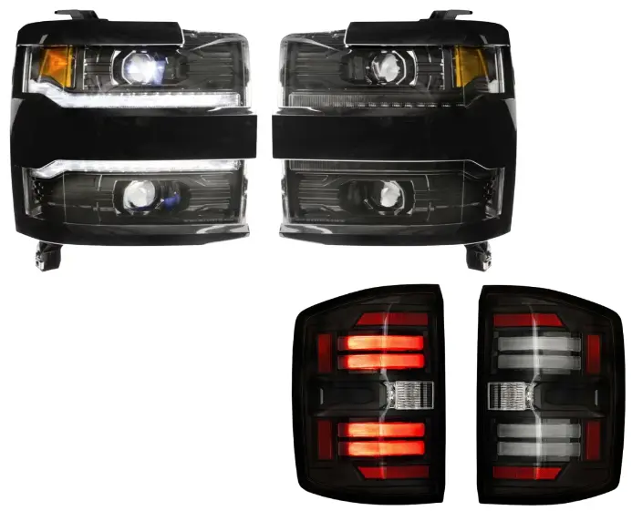 Morimoto Black Headlights & Smoked Tail Lights For 15-19 Gm Silverado 2500/3500 1