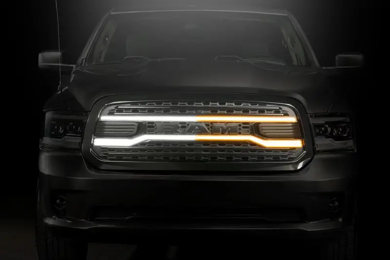 Morimoto Xbg Gloss Black Led Grille W/ White & Amber Drl For 2013-2018 Ram 1500 1