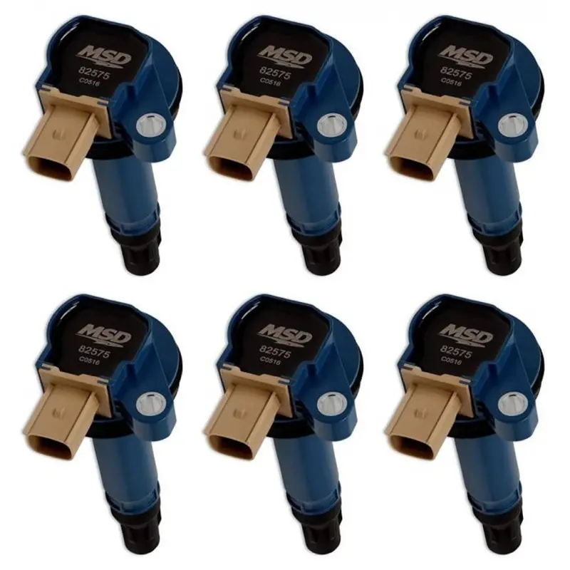 Msd (6) Blue Ignition Coils For 2011-2016 F-150 3.5L V6 Ecoboost W/ Tan 3-Pin 1