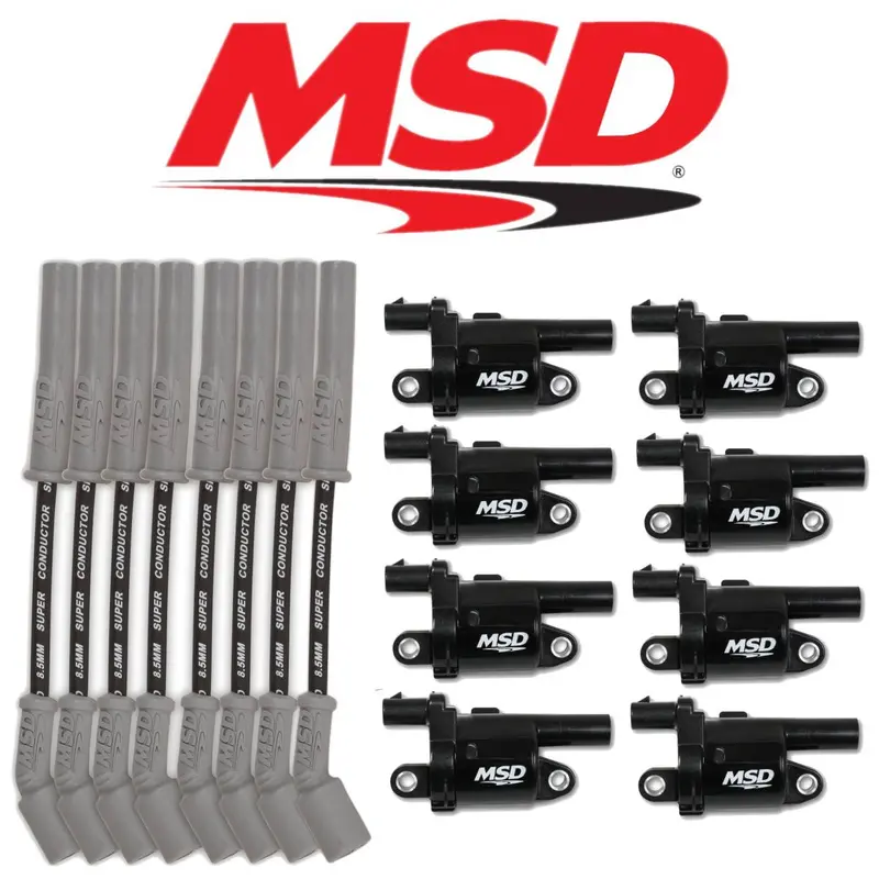 Msd Black Ignition Coil/Spark Plug Wire Kit For 14+ Cadillac/Chevy/Gmc 5.3L/6.2L 1