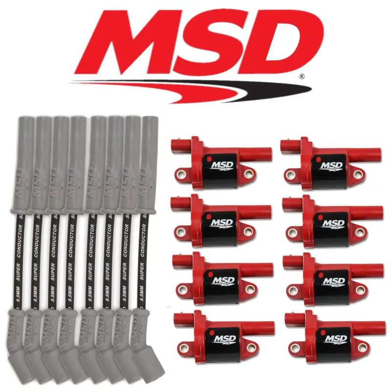 Msd Red Ignition Coil/Black Plug Wire Kit For 14+ Cadillac/Chevy/Gmc 5.3L/6.2L 1